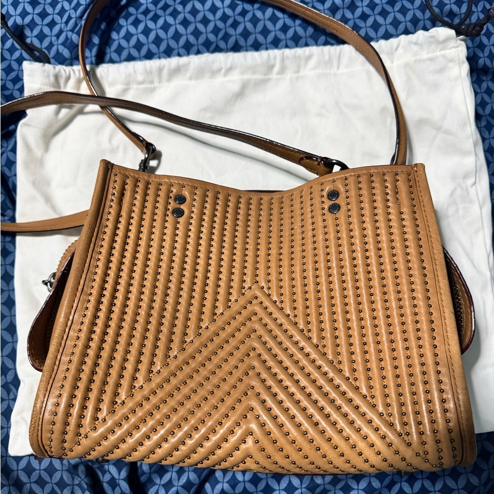 Coach Brown Studded Shoulder Bag